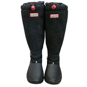 Hunter Wanderer Womens Black Waterproof Tall Sherpa Snow Gorpcore Boots SZ 7 NWT